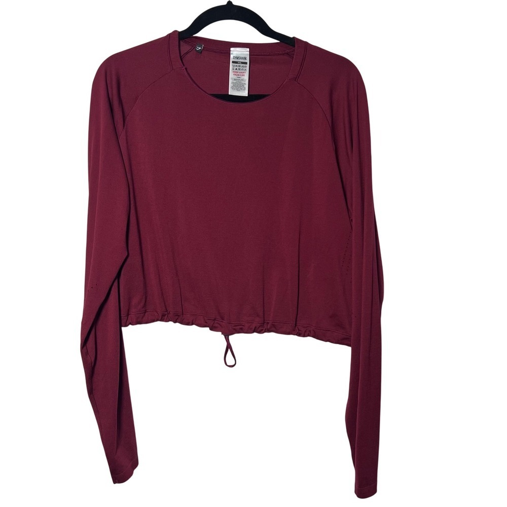 Gymshark Burgundy Red Sweat Seamless Long Sleeve Crop Top XLL Plum Pink Workout